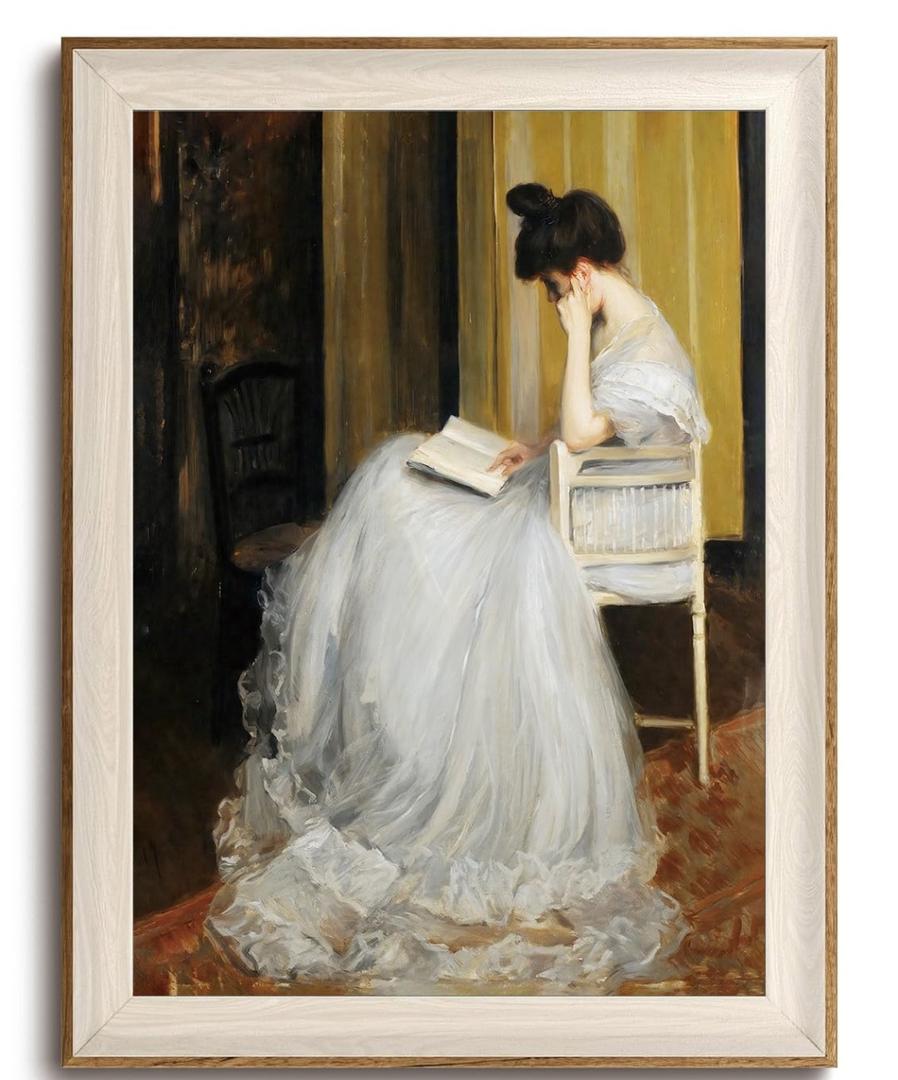 UPWOIGH Jacques-Emile Blanche The Reader Framed Wall Art, 16 x 24 Inch