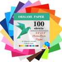 100 Sheets Origami Paper, 25x25 cm/10 Inch Origami Paper Double Sided(70gsm), 20 Colors Large Origami Paper Squares for Kids DIY School Arts Crafts Projects Children Adults