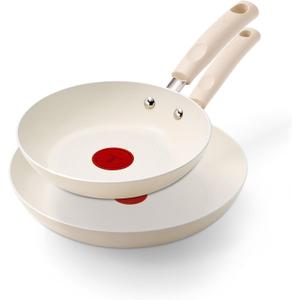 T-Fal Signature Nonstick 8 & 10 Frying Pan Skillet Set, Dishwasher Safe, Oven Safe to 350F, Pots and Pans Set, Non Stick Chef- Pan, Cream