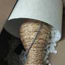 JONATHAN Y 31" Natural Woven Water Hyacinth Table Lamp for Living Room, Coastal Farmhouse Urn Bedside Lamp with Gray Linen Drum Shade, LED Bulb Included JYL1015A