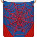 Large Laundry Hamper Basket Blue Spider Web Round Collapsible Storage Organizer Bin for Kids Room, Boys, Nursery, Closet, Bedroom, Playroom, Toys, Dirty Clothes, 16"W x 20"H