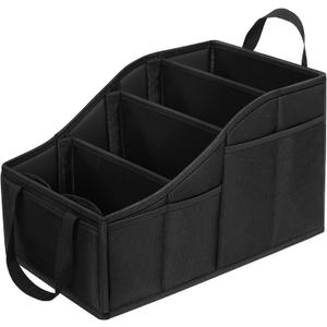 YOHOOLYO Car Seat Organizer Backseat Car Organizer with 4 Compartments, 4 Cup Holders and 7 Mesh Pockets for Front and Rear Seat, Black