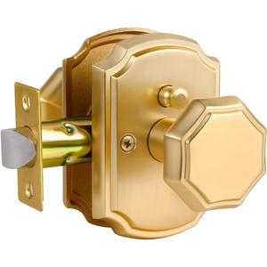 2 Pack Gold Door Knobs Privacy Door Knob Satin Brass Door Knob Interior Brushed Gold Door Knobs for Bedroom and Bathroom,Zinc Alloy