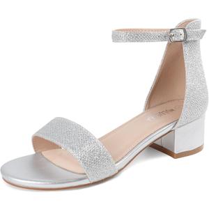 Wulubaba Girls Dress Shoes Low Heel Flower Girl Sandals | Open Toe, Ankle Strap, Wedding Party, Little And Big Girls