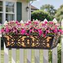 4 Pack 24 Inch Window Boxes Planters Railing Planter Box with Adjustable Brackets & Coco Liners Fabric Plant Grow Bags Deck Railing Planter Boxes Balcony Hanging Flower Box for Outdoor Plants
