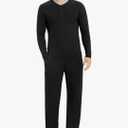 NACHILA Mens Pajamas Set Long Sleeve Henley Sleepwear Top Soft Jogger Pants Pajamas Cool Pjs Set,Viscose Made from Bamboo, XXL