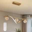 Dimmable Kitchen Island Lighting,4-Light Gold LED Linear Chandelier Island Lights Glass Globe Chandeliers Modern Pendant Light Fixtures Over Table for Dining Room Kitchen Living Room