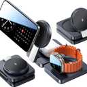 LISEN Charging Station for Apple Magsafe Multiple Devices - 3 in 1 Foldable Magnetic Wireless Charger Dock - Travel Charging Stand for Apple iPhone 16 15 14 13 12 Pro Max Plus Watch & Airpods