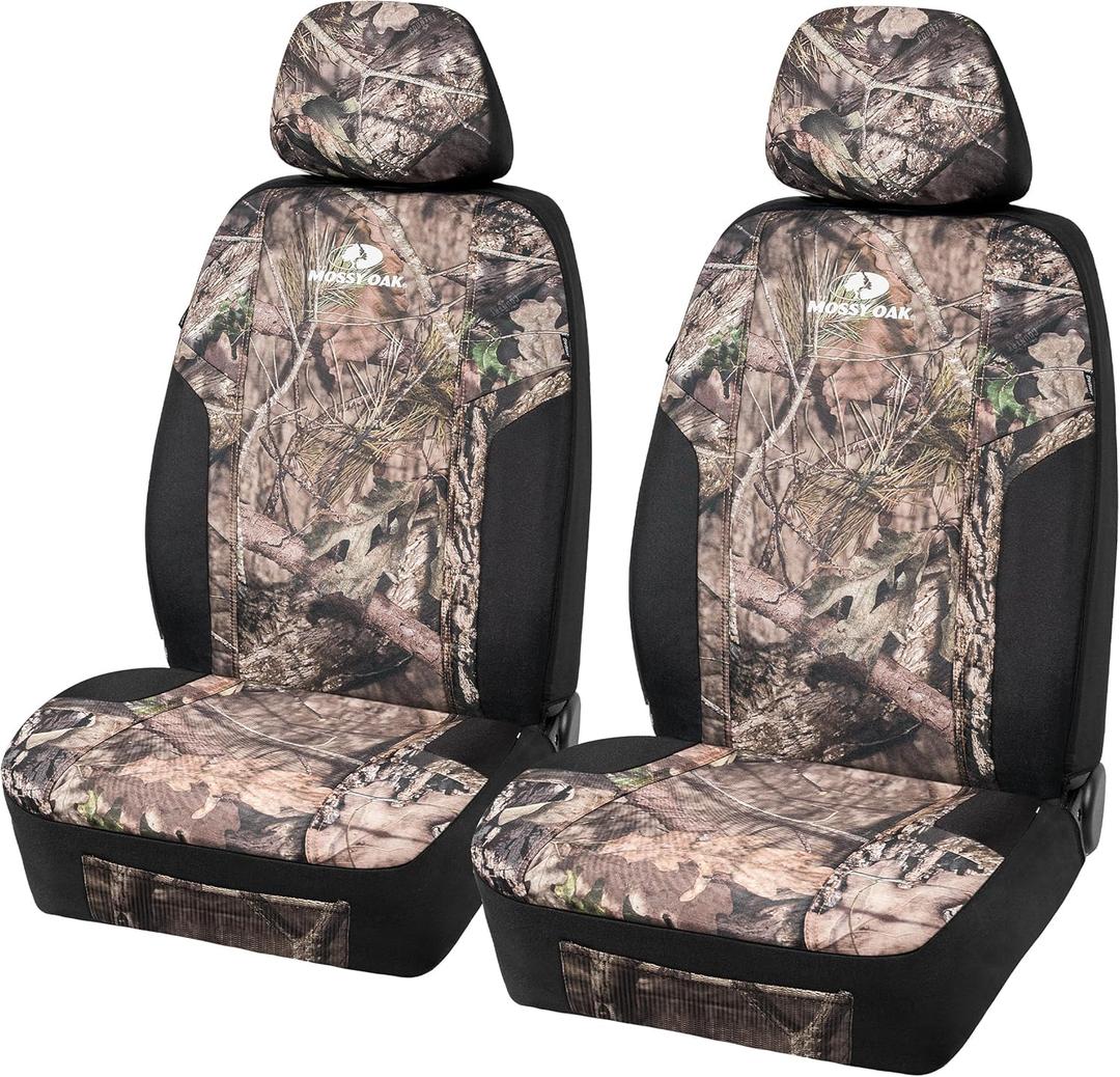 MOSSY OAK Low Back Camo Seat Covers, Airbag Compatible, Universial Fit, Fit Most Bucket Seats - Made with Premium Rip-Stop Oxford Fabric - Official Licensed Product