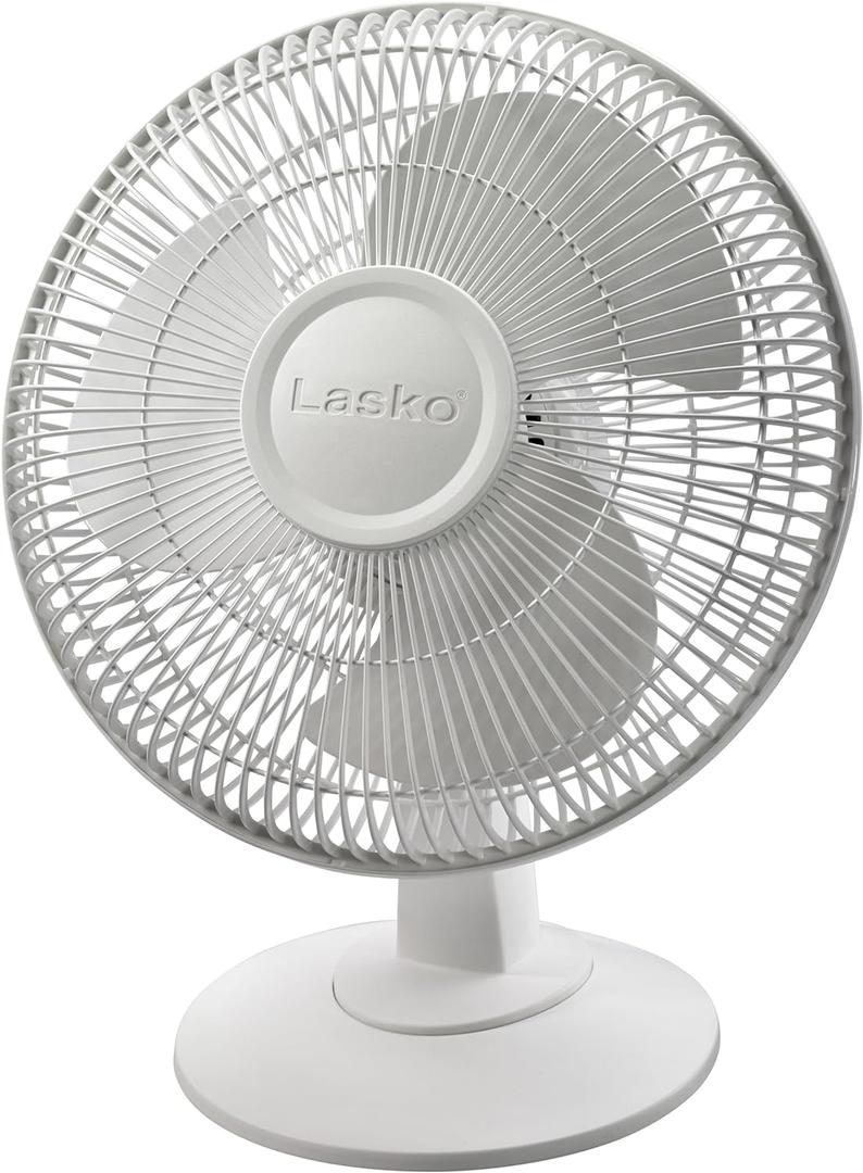 Lasko 12" Oscillating Table Fan for Home, Offices, Bedrooms, Living Rooms, 3-Speeds, Widespread Oscillation, Tilt-Back Fan Head, Portable, White, 2012