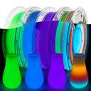 AMOLEN Glow in The Dark 3D Printer Filament Bundle, Glow Filament Multicolor, 5 Meter Rainbow, Green, Blue and Blue-Purple, 1.75mm PLA Filament, Dimensional Accuracy +/- 0.02 mm, 200g X 3 Pack