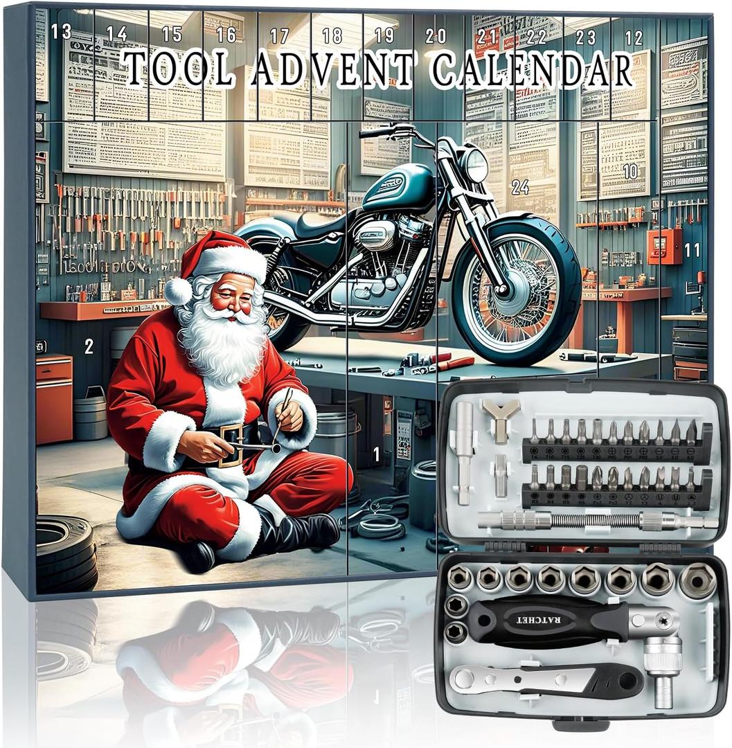 MH MYLUNE HOME Tool Advent Calendar for Adult Men-24 Days Christmas Countdown Gift Set with Premium Sockets,Hex Keys&DIY Accessories-2025 Xmas Unique Holiday Gift for Mechanics,Automotive Enthusiasts