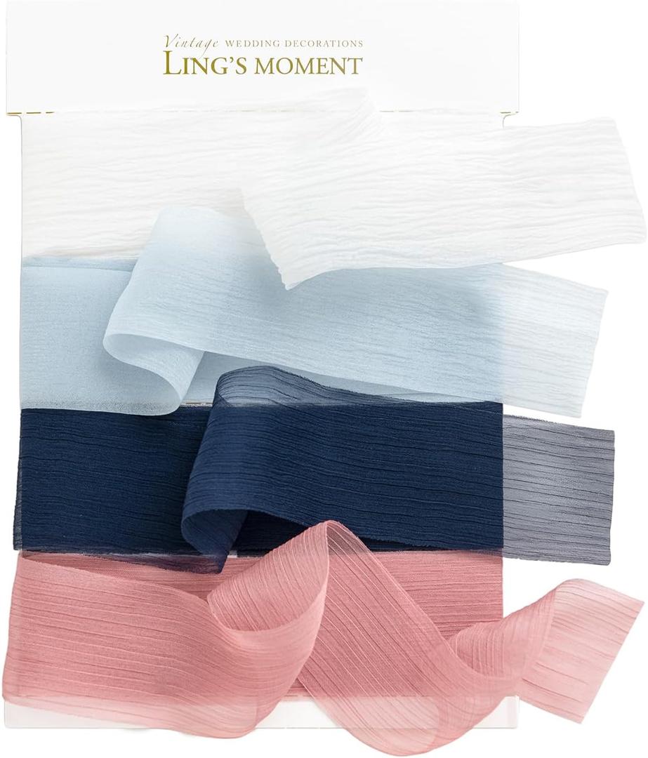 Ling's moment Satin Ribbon,1.6Yd Handmade Silk Ribbon,Fabric Ribbon Use for Gift Wrapping Wedding Floral Bouquets Party Decoration,Ribbons for Baby Shower Holiday Decor