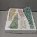 5 Pcs Sage Green Christmas Tree Figurines 11''/ 8.6''/ 7''/4.7'' Glittered Christmas Trees Resin Stone Xmas Holiday Figurines Xmas Desk Decor Centerpieces for Tabletop Decorations