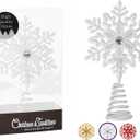 Christmas Traditions 5 inch Glittered Filigree Christmas Star Snowflake Tree Topper Star for Small/Mini X'Mas Tree/Home Decor/Christmas Table/Shelf Ornaments (Iridescent)
