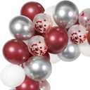60 Pack Burgundy Red White Silver Maroon Balloons Garland Arch Kit, GAGAKU 12 Inches Latex Confetti Balloons for Women Kids Birthday Wedding Bride Bachelorette Retirement Party Decorations Supplies