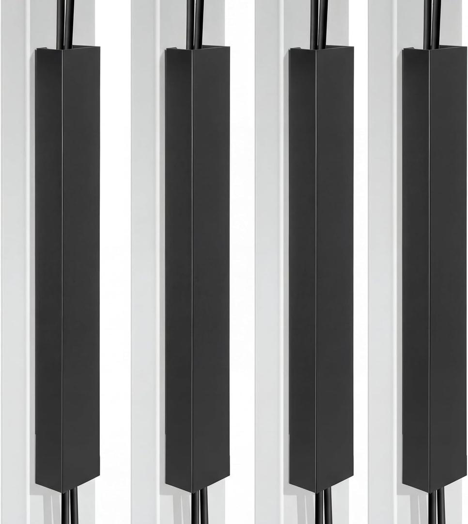 Blulu 4 Pack Steel Magnetic 14 Inch Cable Management Channel for Under Desk Leg Vertical Wire Hider Cover Cable Desk Organizer No Drill Cord Organizer Cord Hider Management for Home Office (Black)