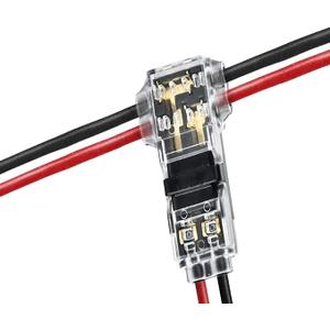 Tatuo 15 Pack T Tap Splice Wire Connectors 2 Pin 2 Way Wire Connectors for 18-22 Awg Cable, Solid Connection Low Voltage Universal Compact
