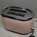 Mueller Retro Toaster 2 Slice with 7 Browning Levels and 3 Functions: Reheat, Defrost & Cancel, Stainless Steel Features, Removable Crumb Tray, Under Base Cord Storage, Pink