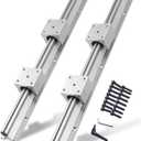 ANWOK Linear Rail SBR12-500mm Linear Rail Guide 2Set + 4X SBR12UU Bearing Blocks Fully Support Shaft Rod Kit for Electronic Equipment Guide Bar
