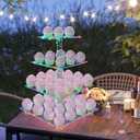 YestBuy 4-Tier Acrylic Cupcake Stand for 50 Cupcakes with Colorful LED Lights and 4.7" Clear Tiers, Perfect for Weddings, Birthdays and Dessert Tables