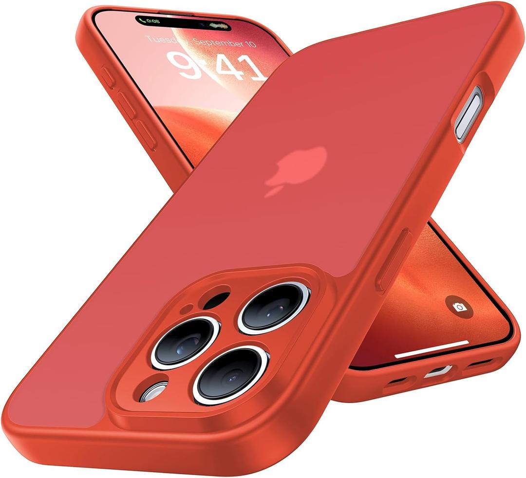 Shockproof for iPhone 16 Pro Case, [Full Camera Protection] [Military-Grade Drop Protection] Protective Anti-Yellow Slim Translucent Skin-Friendly for iPhone 16 Pro Phone Case, Red