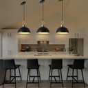 Vintage Pendant Light Fixture, Matte Black Pendant Lights Kitchen Island 12.2In Farmhouse Industrial Adjustable Height Chandeliers for Dining Living Room Hallway 1 Pack