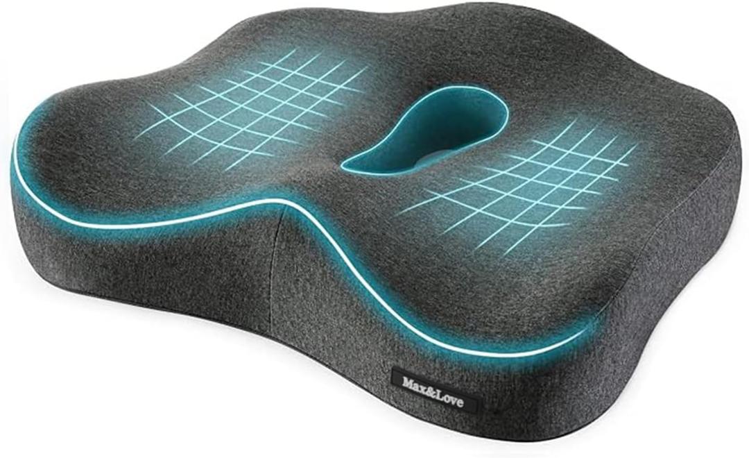 Memory Foam Seat Chair Cushion for Relieves Back Sciatica Pain Tailbone Pain Coccyx Degenerating Disc Orthopedic Osteoarthritis Prostate Cushion Low Back Pain Cushion Hip Shaping (Dark Gray), ZD
