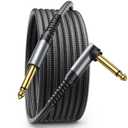 JSAUX Guitar Cable 10 ft, Amp Cord for Electric Guitar/Mandolin/Bass, Pro Audio Instrument Cable with 1/4" Tips(TS Port) Right Angle to Straight-Gray (Grey)