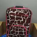 Rockland Fashion Softside 2 Piece Luggage Set, Expandable, (14" Tote/19" Upright), Pink Giraffe