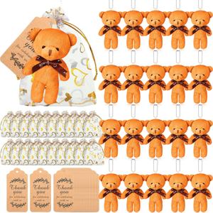 Libima 60 Pcs Mini Bear Baby Shower Decorations First Baby Shower Favors Party Supplies Souvenirs 4.7 Tiny Soft Stuffed Plush Bears Bulk with Thank You Tag and Heart Organza Bag(Yellow)