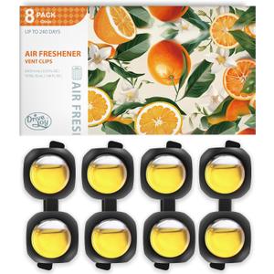 Car Air Freshener Vent Clips, 8 Pack, Provides Long-Lasting Scent, Up to 240 Days, Odor Eliminator (Citrus)