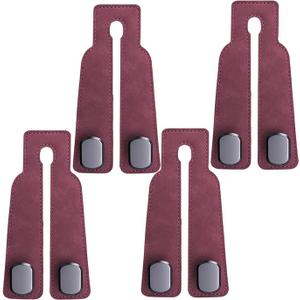 Car Hooks, Twinhook Leather Car Headrest Hangers, Universal Double Hook for Car Seat Back, Metal & Leather Bag Holder for Purses, Handbags, Bottles etc, Red, 4PCS