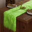 Moukeren Faux Fur Long Table Runner 13.78 x 47.24 Inch, Christmas Luxury Plush Runner Winter Rug Decorative Modern Center Piece for Dining Coffee Table Party Birthday Wedding Dresser (Green)