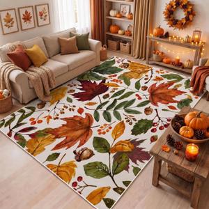 6.6 x 4.6 ft Fall Rugs Washable Non Slip Fall Party Decorations