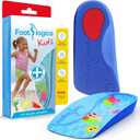 Fun Kids Orthotic Shoe Insoles with Arch Support for Childrens Heel Pain (Severs Disease), Growing Pains, Flat Feet - Childrens, Pair 3/4 Length (Kids 1-3, Blue)