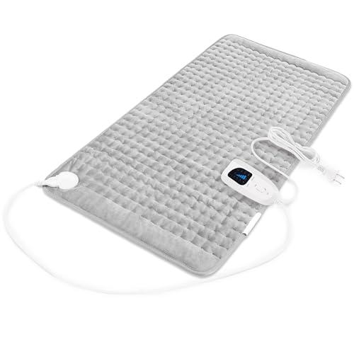 Deepsoon Heating Pad,Electric Heating Pads for Back,Neck,Moist Heating Pad for Abdomen Shoulder Knee Legs,Dry/Moist Heat&Auto Shut Off,Mother's Day Birthday for Men and Women,Light Gray,33x17 Inch