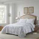 Laura Ashley - Twin Quilt Set, Soft Cotton Bedding with Reversible Design, Medium Weight for Year Round Use, 2 Piece Bed Set with Matching Pillowcase (Amberley Blue)