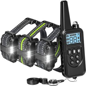 F-color Dog Shock Collar with Remote Control - 2600FT Dog Training Collar 3 Pack with Beep Vibration Shock and Light, Waterproof E Collar for Dogs Training for Large Medium Breeds