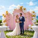 Toolterritary Set of 3 Metal Arch Backdrop Stand with Cover Set, (7.2FT, 6.6FT, 6FT Wedding Arch and Cover Set), Backdrop Arch for Party, Baby Shower, Birthday, and Graduation Ceremony
