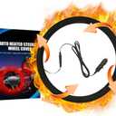 Heated Steering Wheel Cover Universal 12V Steering Wheel Warmer 14.5-15.5 Inch Heated Auto Steering Wheel Protector Cover for Cars Trucks Vans (Black)