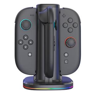 Pogriko Charging Dock for Nintendo Switch 2 Joy Con, [4 in 1 Charger] [Supports Dual-Side Charging] with Charging Cable & Overcharge Protection (Pet-black)
