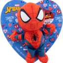 Spiderman Heart Box with Plush, Marvel Chocolate Candy Assortment, Valentines Gift for Boys, 14 Individually Wrapped Candies, 2.96 Ounces