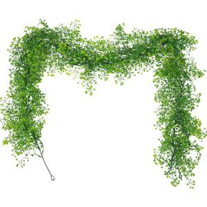 RECUTMS Fake Vines Garland Artificial Hanging Plant Faux Ferns Leaves Greenery Ivy Garland 2Pcs for Summer Home Indoor Outdoor Wedding Farmhouse Table Centerpiece Graduation Party Garden Decor(Green)