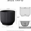 Kante Small Round Pedestal Black Concrete Planter 11" Dia, Outdoor, 11"w x 9.8"h