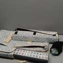 bestcool Mahjong Tile Set, American Mahjong Set with Floral Quilted Carrying Bag, 166 White Tiles, 4 All-in-one Mahjong Racks and Pushers, Gift for Woman (Floral)