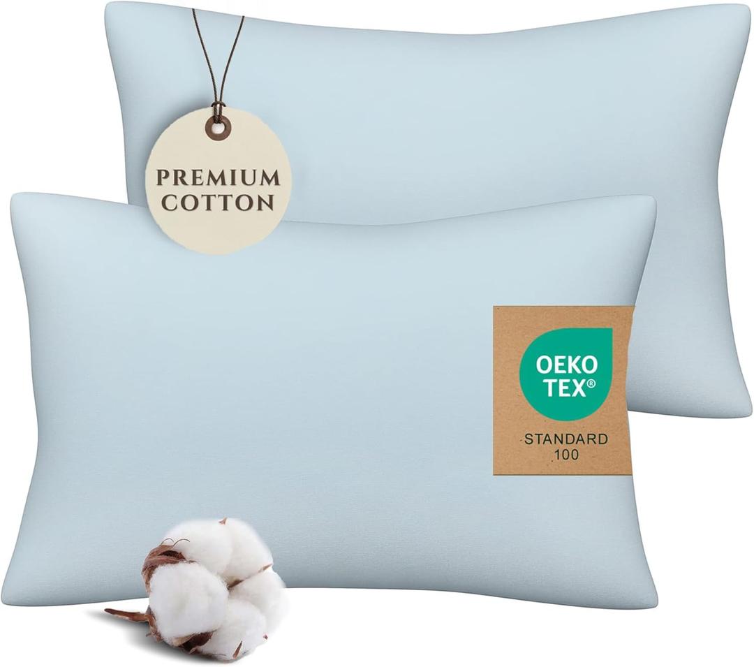 Pobibaby - 2 Pack Premium Toddler Solid Pillowcase Sized 13"x 18" - Ultra Soft Jersey Knit - Crib Pillow, Kids Pillow, Travel Pillow Case Cover (Baby Blue)