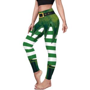 color cosplayer St. Patrick's Day Leggings Shamrock Stretchy Tights Yoga Pants for Women (Green)