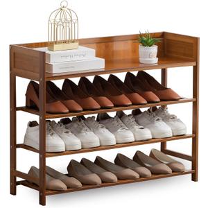 latifolia Bamboo Shoe Rack, 4-Tier Shoe Rack Organizer for Entryway Hallway Closet, Brown(31.50''L)
