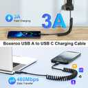 USB Type C Cable Fast Charging, 4Pack Coiled USB A to USB C Charger Cord for Car, USB C Fast Charger Cord for Phone/Android Auto/iPhone Samsung Galaxy/Carplay